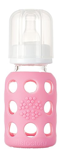 Lifefactory Baby Bottle, Glass, Pink, 4 oz