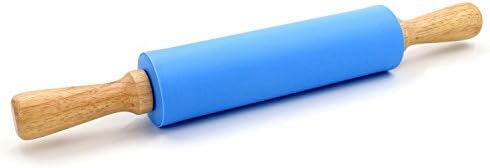 TRIXES Large Blue Silicone Non Stick Rolling Pin Cooking and Bake Wear