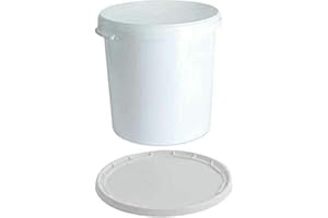 M1SS 25L Litre White Multi-Purpose Storage Bucket with Tamper Evident Lid For Food Storage, Home Brew, Garden and Garage Storage, Fermentation, Bait Buckets (25L Litre White)