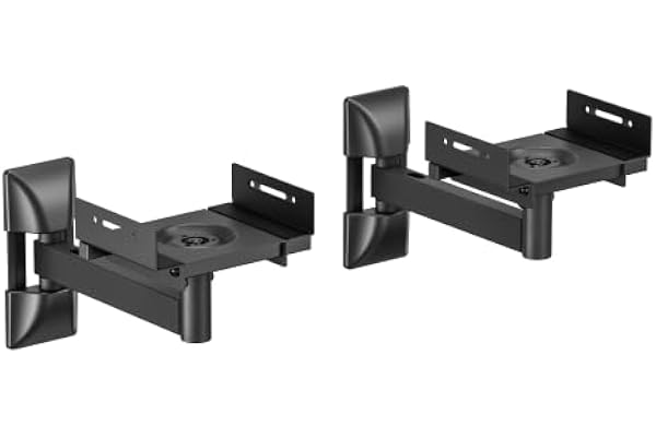 VSYS 360° Premium Universal Adjustable Speaker Wall Mount Bracket Compatible with All Leading Brands, 25kg Capacity, Adjustable, Rotatable, with Concealed Cable Management