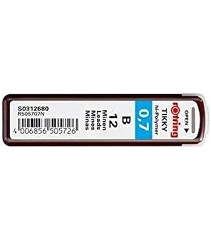 ROtring Tikky Mines Porte-Mine 0,7 Mm B - Lot De 120 Mines Hi-Polymer (10 Étuis)