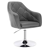 WOLTU 1 X Tabouret de Bar réglable en Hauteur, Fauteuil de Bar Fait de Similicuir et Acier chromé,Gris BH104gr