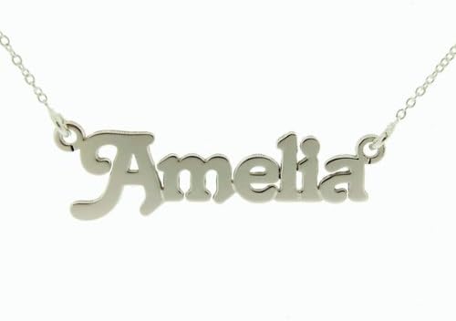 Baby or Child Size Solid 925 Sterling Silver Terra Style Personalised Name Necklace With Trace Chain In Gift Box - ANY NAME MADE (See Description)