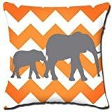CBOutletArt Elephant Orange And White Cotton Linen Decorative Throw Pillow Case Cushion Cover 18*18 Inch b:328