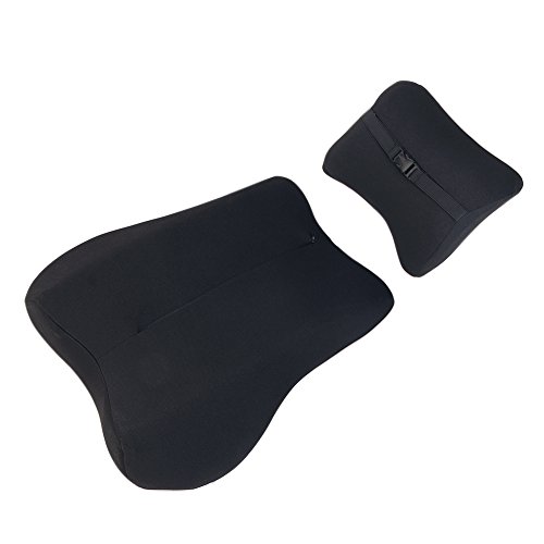 Premium Memory Foam Auto Lendenkissen Kissen & Nacken Kissen für das Fahren Reisebüro Home Seat Kit (schwarz) - 3
