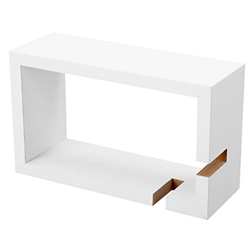 Finether 3er Set Wandregal Schweberegal Wand-Würfelregal Design Cube Regal Hängeregal Regalwürfel Wandablage aus MDF-Holz für Ablage von CD DVD Fotorahmen Deko in Lounge Wohnzimmer unsichtbare Wandmontage würfel schwebend weiß - 2