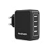 RAVPower 4-Port 40W AC USB Ladegerät Wandladegerät für iPhone iPad Galaxy Note Handys Smartphone Tablets Bluetooth Geräte Mp3. usw. schwarz