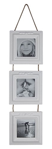 Bilderrahmen Vintage-Design 3er Ampel weiß lackiert ca. 52x12.5 cm für Fotos 7x7 cm