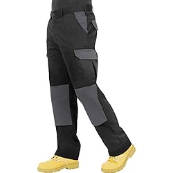 Pantalon de travail, de combat Endurance type Cargo avec poches rembourrées aux genoux et coutures renforcées, pour homme, disponible en noir, bleu marine, gris/noir et noir/gris - 42 - noir/gris