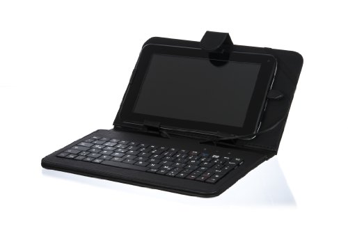 Xoro HAS 700 Kunstledertasche für Tablet-PC bis 17,7 cm (7 Zoll) mit deutscher Tastatur inkl. 7-teilig Kabel/Adapter Set schwarz - 2