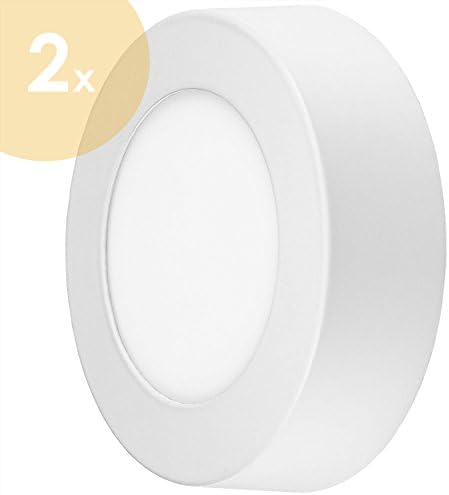 LUMIRA LED Panel 6 W 120 mm Round, Surface-Mounted Spotlight Ceiling Lamp Ceiling Lamp 6 W Equivalent to 50 W, Comes Complete with all fittings and Transformer, 450 Lumens, aluminium, neutral white, 2-er Pack 6.00 watts 230.00 volts