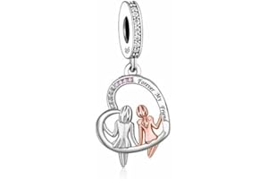 MON & SONS Forever My Friend Love Heart Sisters Charm Bead Pendant 925 Sterling Silver Dangle Compatible With Pandora Charm Bracelet