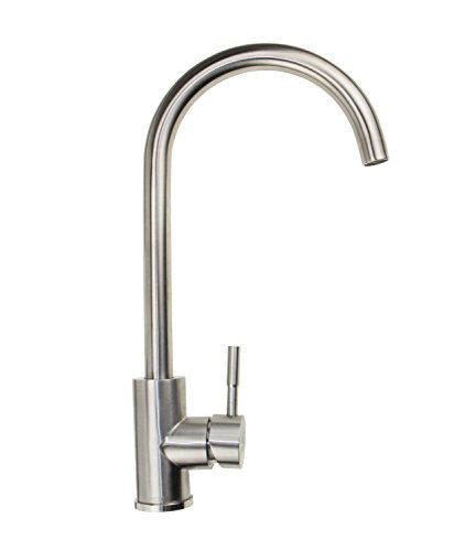 Aladdin [Edelstahl Serie] Bleifrei Einhebel Einzelnes Loch Hoch Bogen Gebürstetes Küchenarmaturen, 360°Schwenkbar Heiß&Kalt Mischer Einteilige Küchenarmatur mit ABS Gasspüler,60cm Zufuhrschlauch für Küche,Badezimmer,Waschraum