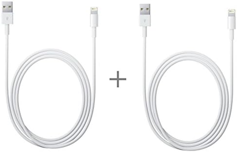 2x USB/Lightning Cable for Apple iPhone 6/6 Plus/iPhone 6S/6S Plus, iPhone 5/5S/5 °C/5Se, iPad Air, iPad Mini, iPod 5, iPod Nano 7, 1 Metre Long – White and Durable