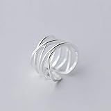 SHOUSHI Westtrend Mode Seiko S925 Silberring Weibliche Mode Persönlichkeit Multi-Layer-Linie Ring Ring Übertrieben Offenen Zeigefinger Ring, Offener Ring einstellbar