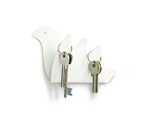 j-me JMEBIRD-WALL bird Wandhalter, Metall, 9,5 x 3,8 x 14,6 cm, weiß - 9