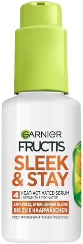 Garnier Fructis Lisci Impeccabili Siero Termoprotettore e Termoattivato per Capelli Setosi Resiste all'Umidità - Flacone da 50ml