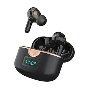 Portronics Harmonics Twins S1 True Wireless Sports Earbuds 30 Hrs Battery, Bluetooth 5.0 with Digital Display & Type C Charging (Black)