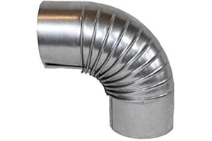 ‎KS24 FAL 90° Bogen gerippt 150mm Durchmesser Ofenrohr Rauchrohr feueraluminiert Silber