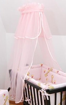 Baby Mosquito Crib Crown Canopy Net / Drape To Fit Crib / Cradle / Moses Basket - PINK