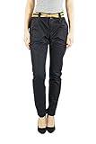 Marke: Vero Moda VERO MODA vmboline Damen Chino  Business Casual Cargo-Shorts Sommer-Hose  Blau Schwarz mit Gürtel aus Baumwolle, Farbe:Schwarz, Schrittlänge:L34, Hosengröße:S