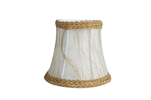 Splink 2 Pcs Lampenschirm E12/E14 Handgemacht Stoff Stehlampe Tischlampenschirm mit Gold Trim Vintage Barockstil - 2