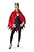 Produktbild KarnevalsTeufel Kostüm für Erwachsene Devil-Cape Umhang in teuflischem Rot und Samtoptik mit Fetzen (OneSize)