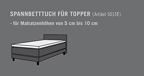schlafgut 5015T-00002008-028-011 Jersey-Elasthan Topper Spannbetttuch, Baumwoll-Mischgewebe, weiß, 220.0 x 200.0 x cm - 2