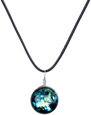 CHCUAN Natural Glass Pendant Glow in the Dark Necklace Jewelry Universe Necklace Charm for Unique