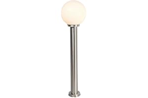 Qazqa - Nowoczesna lampa zewnętrzna słup stal nierdzewna 100 cm - Sfera - E27 | 1 światło - Stal nierdzewna - Odpowiednie dla Oświetlenie zewnętrzne
