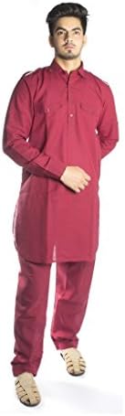 Kurta Palace Men's Ethnic Set X-Large Maroon