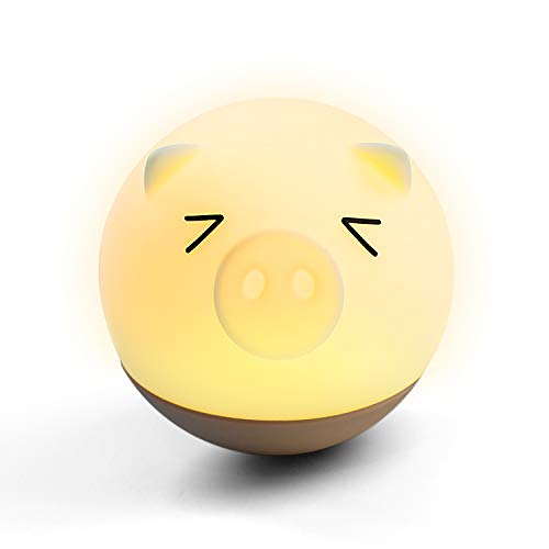 Anyfun Creative Kids Night Light, Suave Silicona Sleep Calmar la luz de la Noche de Tres Brillos para los niños, Tumbler Pig Lámpara de Escritorio Decorativa para el Dormitorio