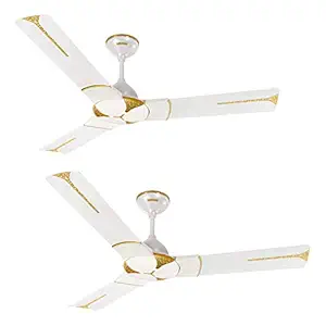 Luminous Jaipur Ghoomar 1200mm Ceiling Fan (Makrana White, Pack of 2)