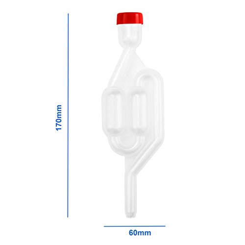 Lantelme 6056 Set 5 Stück Gärrohr – Gärspund – Gärröhrchen – Gäraufsatz mit Deckel aus Kunststoff - 2