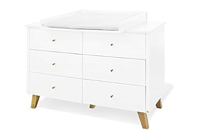 Pinolino 133420X Commode à Langer en Chêne Massif Laqué Pan Blanc Taille L
