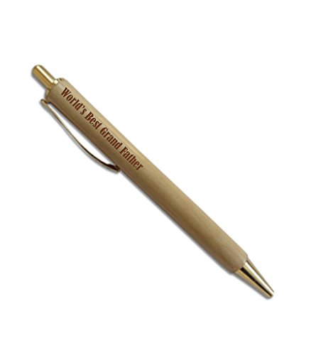 TIED RIBBONS Gift for World Best Grandfather Wooden Engraved Golden Jetter Ball Pen