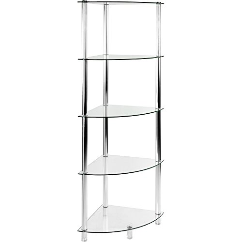STILISTA® Designer Eckegal, (H) 137 cm x (B) 40 cm, 5 Ebenen, 5mm Sicherheitsglas, Aluminium Tubes verchromt - 2