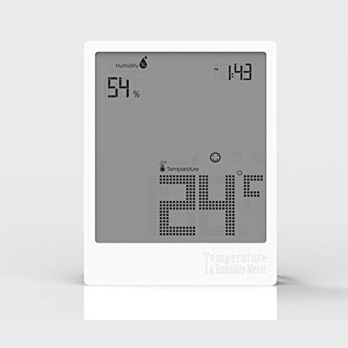 Jayron TM100 - Medidor de Temperatura y Humedad Interior con Reloj