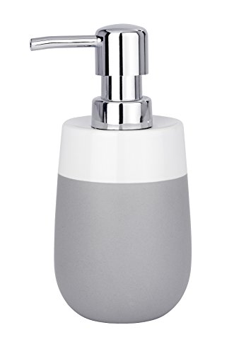 Wenko 22051100 Malta Flüssigseifen-Spender, Fassungsvermögen 0,31 L, Keramik, grau / weiß, 7,6 x 7,6 x 15,2 cm - 2