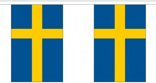9 Metres 30 (9" x 6") Flag Sweden Swedish 100% Polyester Material Bunting Ideal Party Decoration For Street House Pubs Clubs Schools