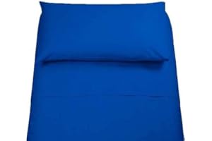 STORE SORRENTO Completo letto singolo Irge in cotone lenzuolo sopra,lenzuolo sotto,1 federa (Blu royal)