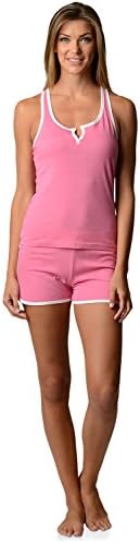 Casual Nights Women's Knitted Sleeveless Tank and Pajama Shorts Set - Rose - Large