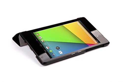 Neu InventCase® SCHWARZ (BLACK) SMART FOLIO / PREMIUM SLIM FLIP Schutz Folio Tasche Hülle Etui Case Cover für das neue Asus Google Nexus 7 FHD 2013 (7-inch) 2nd Generation Tablet Jelly Bean Android 4.3 (16GB / 32GB WiFi / 4G LTE) mit Auto Schlaf / Wach Magnet Funktion / Multi-View-Ständer und Display-Schutzfolie & Stylus Pen (Kompatibel mit Nexus 7 FHD 2 2.0 II Tablet) - 3