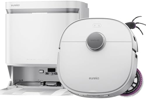 EUREKA J15 Max Ultra Robot Aspirapolvere Lavapavimenti, Aspirapolvere Robot Potente Aspirazione 22000Pa, Lavaggio Mocio ad Acqua Calda a 80℃, Batteria 6400mAh, Stazione Autopulizia/autopulente