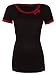 Happy Mama. Women's Maternity Nursing Double Layer T-shirt Contrast Detail. 996p (Black & Crimson, UK 14/16, 2XL)