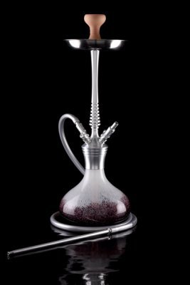 Kaya-Shisha ELOX „Everest 590“ Wasserpfeife Hookah, silberne Alu-Rauchsäule, Silikonschlauch, silbernes Alu-Mundstück