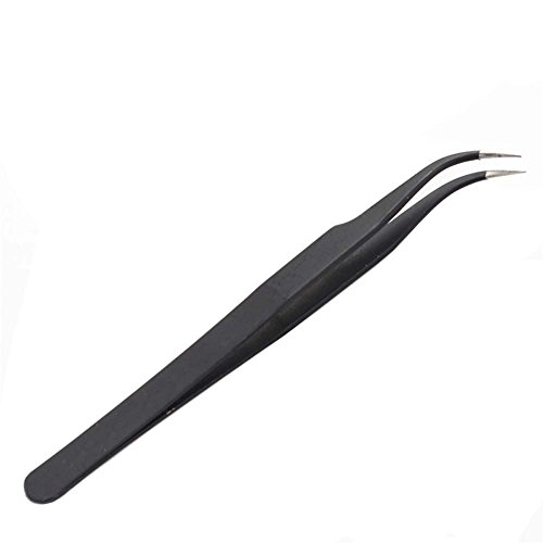 Preisvergleich Produktbild Edelstahl Profi-Mitesser-Entferner, gebogene Pinzette, Zange, Werkzeug mit Kunststoffkappe, für Akne-Behandlung und Gesichtshaut-Pflege.