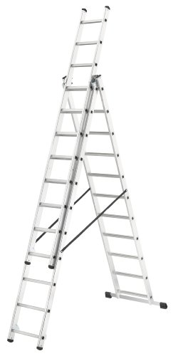 Hailo 1033-701 Alu-Kombileiter L680 3-teilig 3x 11 Sprossen, metallisch