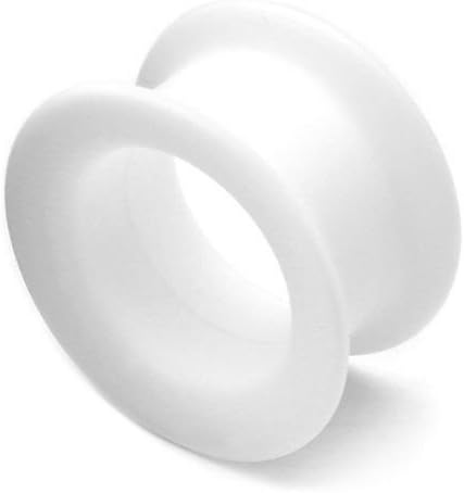 Firm Silicone Ear Plug / Solid Flesh Tunnel White 22mm by SHOKK