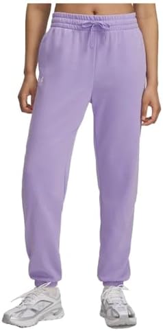 Under Armour Donna Rival Terry Joggers, Pantaloni Sportivi Lunghi, Caldi e Morbidi, Pantaloni Tuta con Tasche Aperte e Fascia in Vita Elasticizzata,Transparent/White,XS